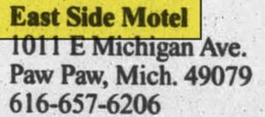 East Side  Motel - Apr 1999 Ad (newer photo)